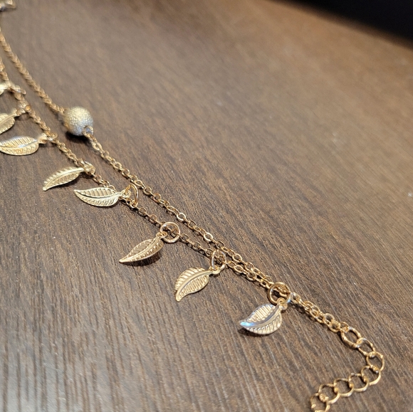 14K Leaf Gold Plated Anklet NEW - Picture 2 of 8